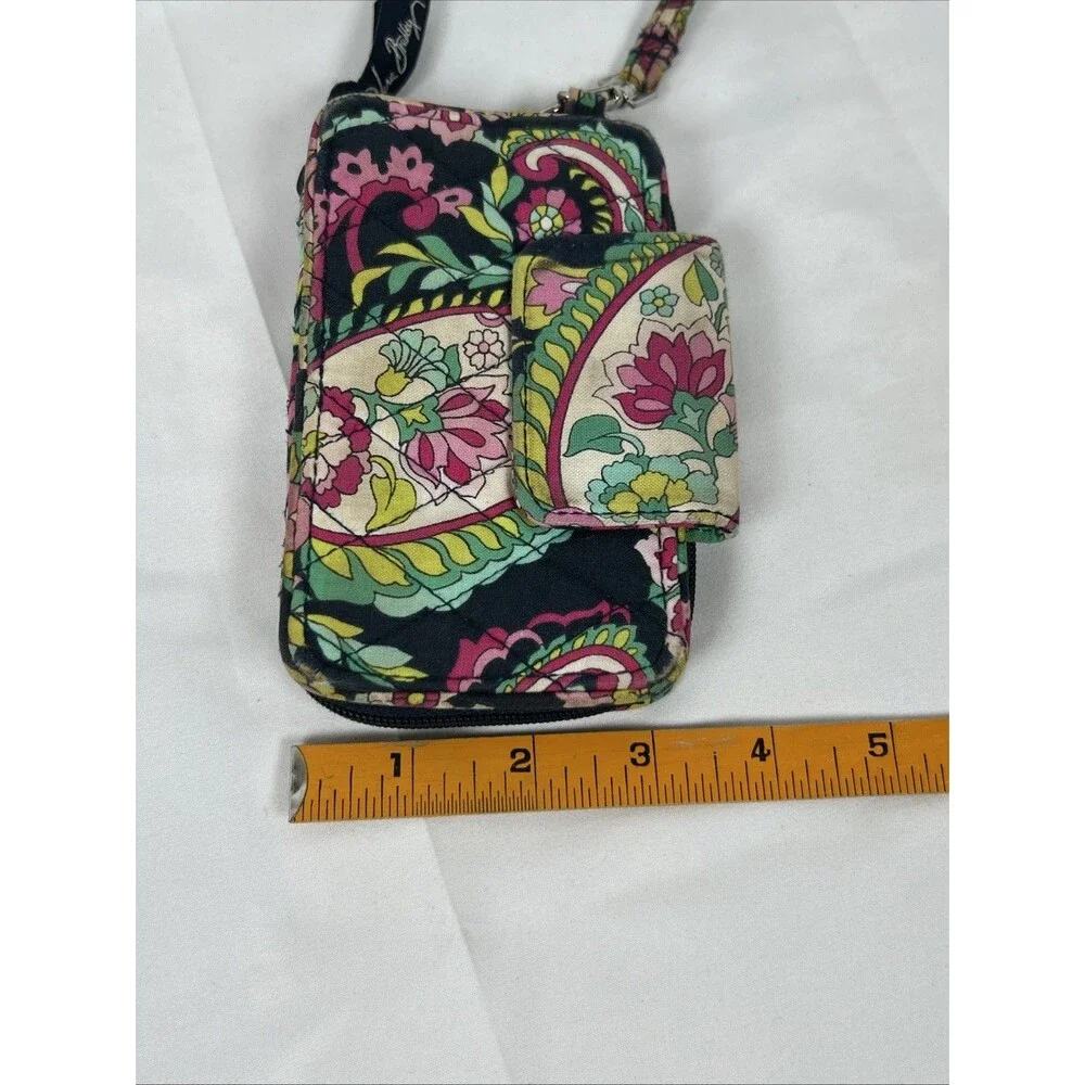 Vera Bradley Zip Around Wristlet Petal Paisley Wallet Card Case Blue Pink